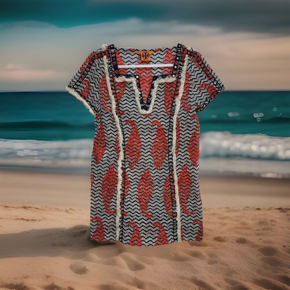 Gorgeous Tory Burch authentic Koi fish Swim v-neck tunic dress Top coverup 8